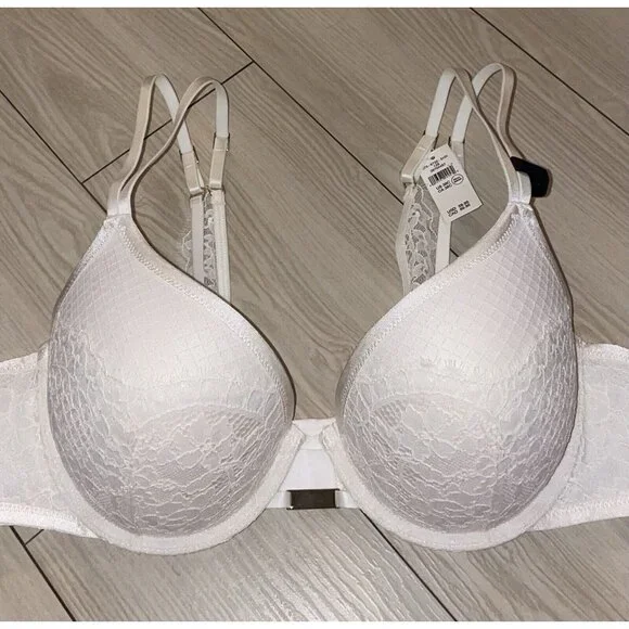 Aerie Plunge Bra Lace Padded Underwire Womens 38C Ivory New - Picture 3 of 6
